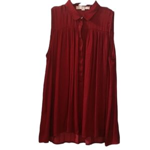 Loft Burgundy Sleeveless Top w/Collar sz Small
